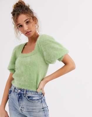 short sleeve fluffy jumper