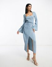 ASOS DESIGN Tall washed plunge midaxi dress with draping detail in
