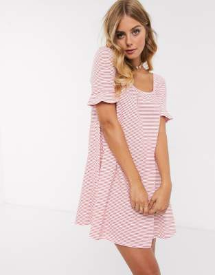 frill sleeve smock dress