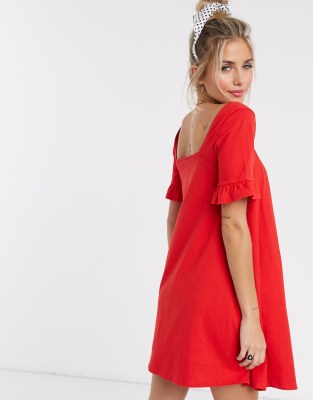 asos red frill dress
