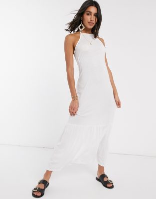 white halter neck maxi dress