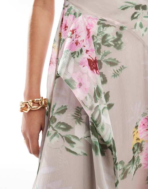 asos edition floral sequin placement midi dress in dove gray Asos Edition Floral Sequin Placement Midi Dress in Dove Gray
