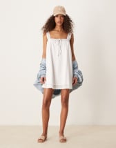 Miss Selfridge voile smock dress in white