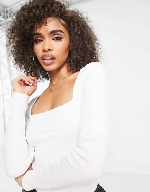 Asos white long store sleeve top