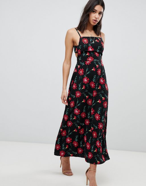 square neck floral printed maxi dress