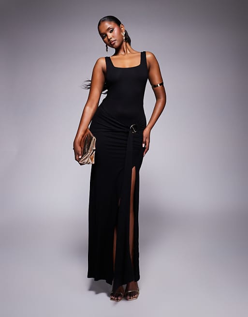 square neck dress maxi Embellished in Sky Blue - L Low Iron If Needed Never Say Never Maxi Dress