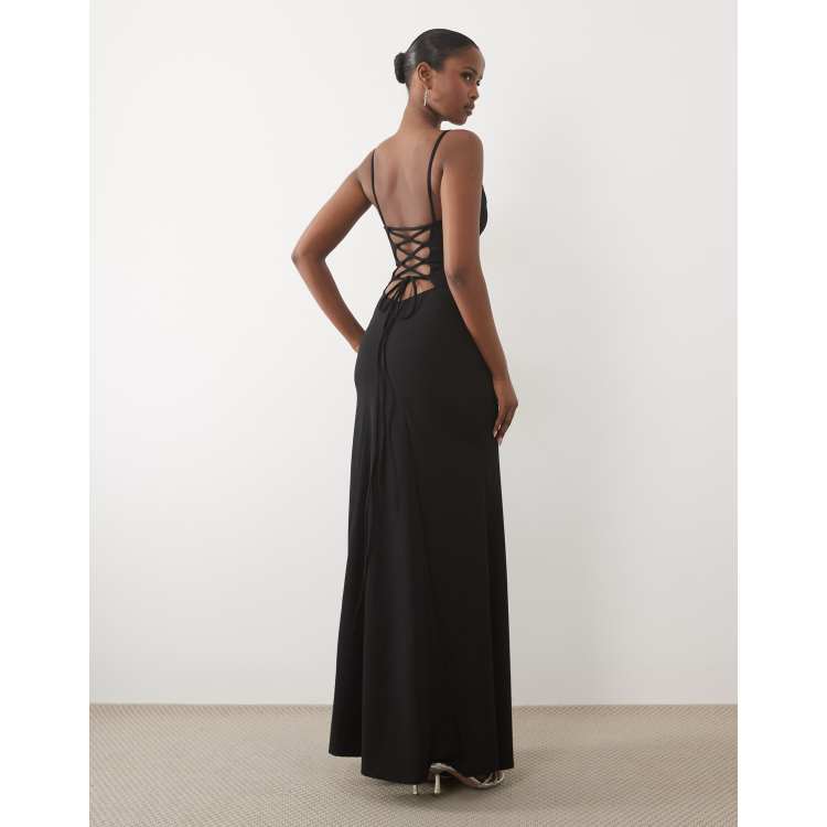 asos open back lace dress ASOS Design - Square Neck Maxi Dress - Women - Polyester/Spandex - XS