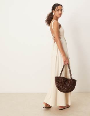ASOS DESIGN - Robe longue avec encolure carrée - Neutre