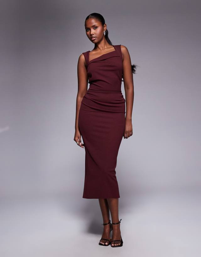 ASOS Design - Square Neck Midi Dress - Women - Polyester/Spandex - 14 US