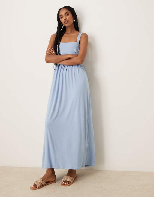 ASOS DESIGN square neck midi dress in dusty blue | ASOS