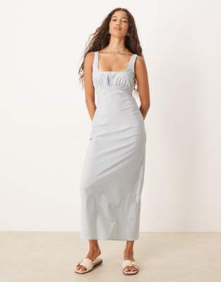 Asos Design Square Neck Midi Dress In Green
