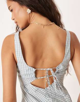Asos Design Square Neck Midi Dress In Blue