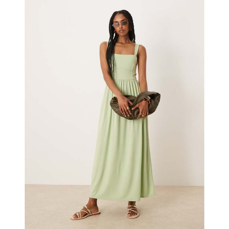the ultimate muse high waist square neck midi dress sage The journey of our favourite midi (dont tell the others)   #oddmuselondon #fashion #oddmuse #brand #luxury #newcollection #mididress  #journey #fashiondesign #buisnessowner #brandowner #summer