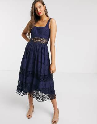 asos square neck midi prom dress