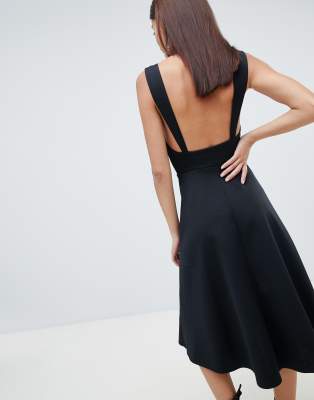 asos design square neck 3d floral lace midi prom dress