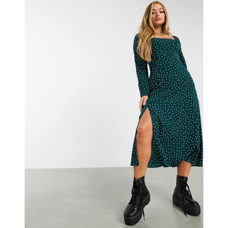 asos green polka dot dress