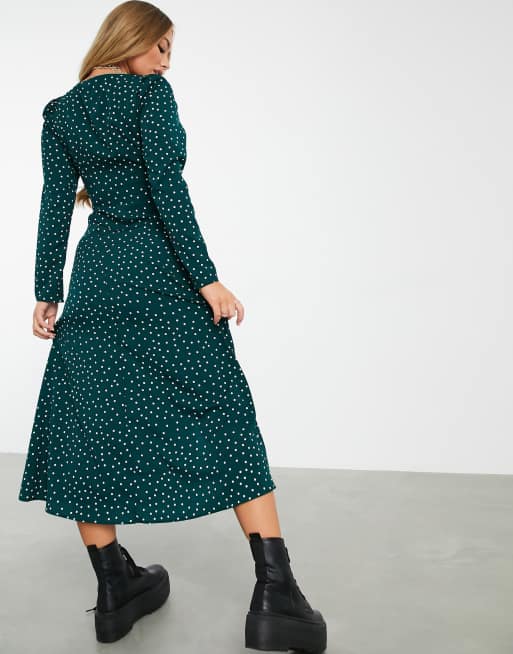 Green polka clearance dot dress asos