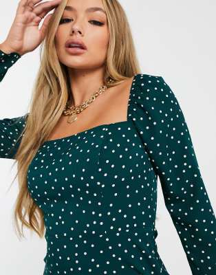 Square neck store polka dot dress