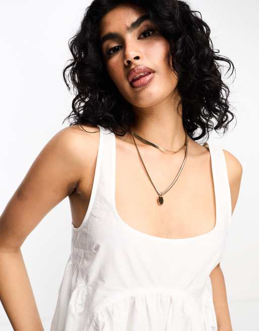 ASOS DESIGN square neck midi smock sundress in white, 3 of 4
