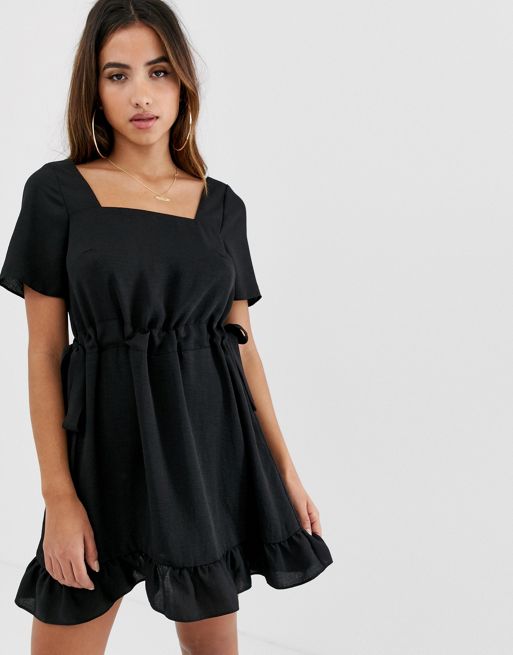 ASOS DESIGN grown on neck mini dress with ruched sides in