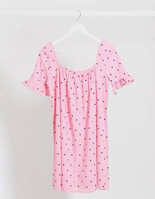 asos pink polka dot dress