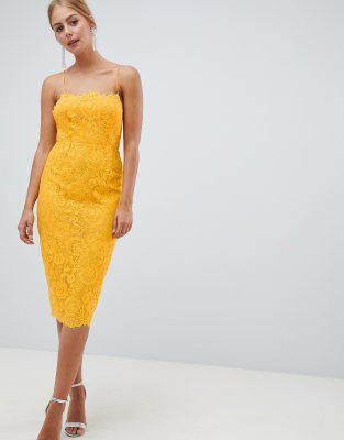 Asos design square neck midi pencil 2024 dress in lace