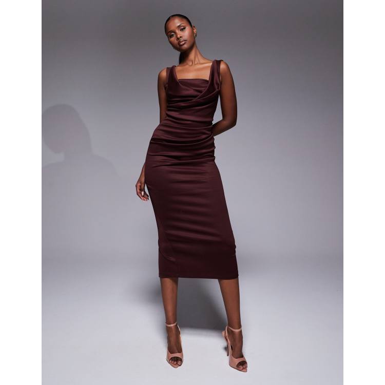 asos design sexy pencil midi dress with embellished panels ASOS DESIGN wrap midi pencil dress with stud embellishment in black