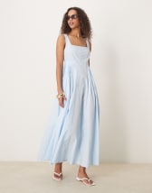 ASOS DESIGN linen blend strappy maxi dress in brown