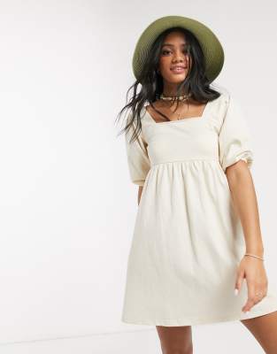 puff sleeve smock dress