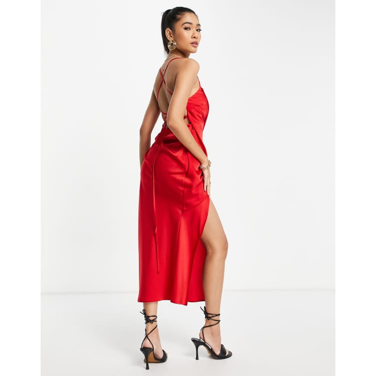 Asos red hotsell silk dress