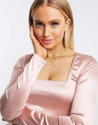 square neck satin top