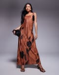 [ASOS DESIGN] ASOS DESIGN square neck scarf maxi dress in brown rose print-Multi S Rose print
