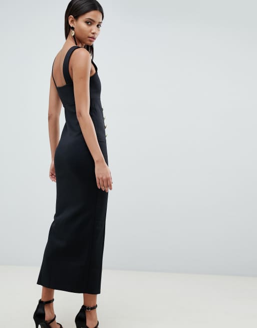 Asos design square neck scuba hot sale maxi dress with thigh split