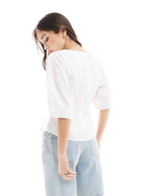 ASOS DESIGN square neck seam detail corset top in white