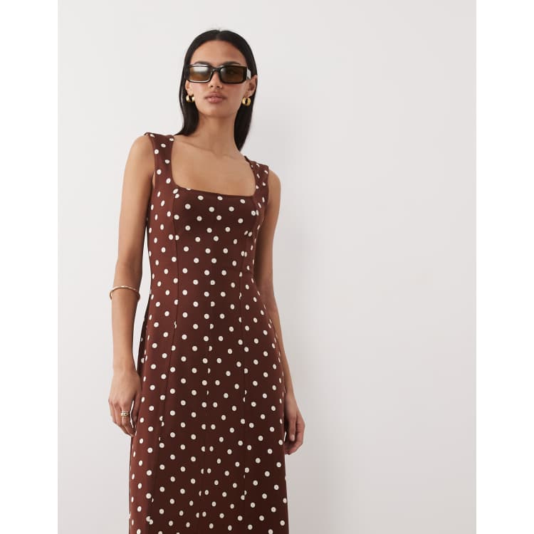 asos polka dot midi dress ASOS DESIGN plisse long sleeve midi dress in polka dot print