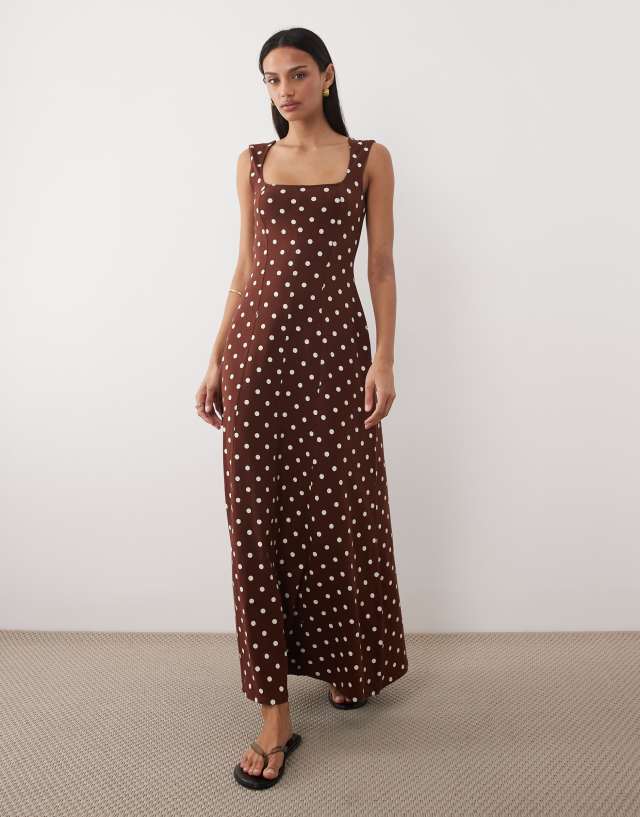 asos brown polka dot dress Design - Midi - Women - Cotton/Spandex - 10 US Bottom Size:33x34 Discover 24 Copper bridesmaid studded Halter neck making it an ideal