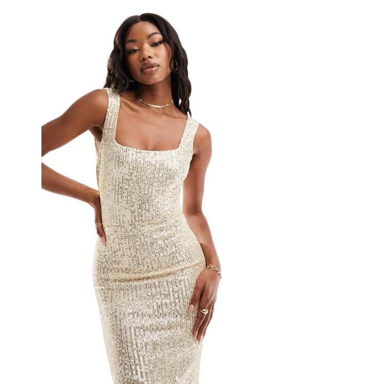 Gold sequin bodycon dress sale