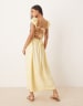 ワンピース ETMON Side Shirring Pintuck Dress, Yellow Beige 에트몽 Side Shirring Pintuck Dress, Yellow Beige