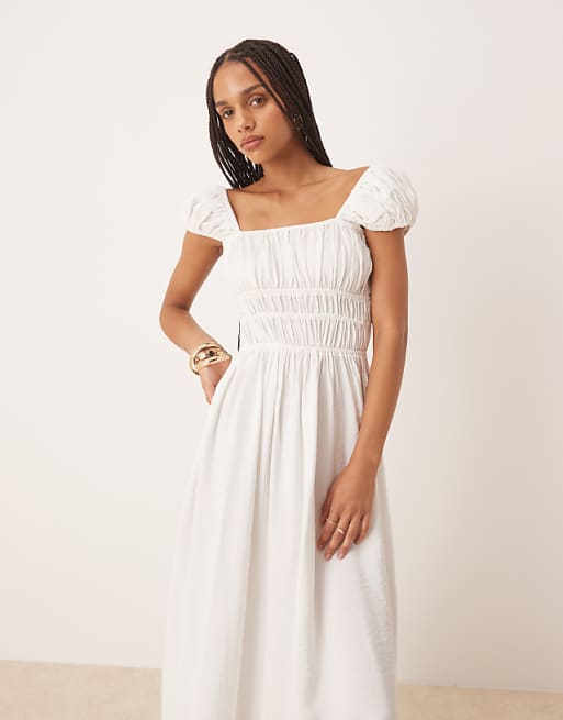 white square neck midi dress Serenity Corset - this midi dress offers a sculpting fit Afternoon Daydream Midi Dress -