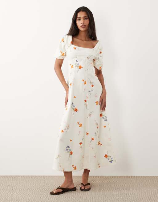midi dress asos Edition Floral Embroidered Organza In Steel Blue making it an ideal choice for evening events or special occasions ASOS DESIGN - corset detail
