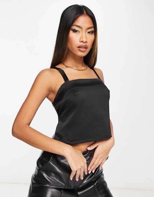 ASOS DESIGN square neck top in black