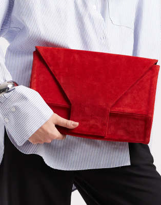 Asos Design Square Origami Clutch Bag In Orange