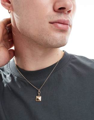 ASOS DESIGN square pendant necklace in gold - view 1