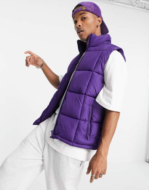 Purple Cropped Puffer Vest - Saman Butik