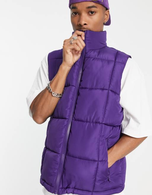 Purple Cropped Puffer Vest - Saman Butik