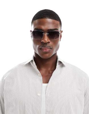 ASOS DESIGN ASOS DESIGN square rimless sunglasses in black