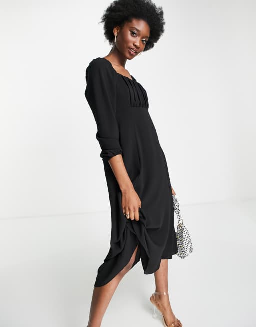 Asos black hotsell square neck dress