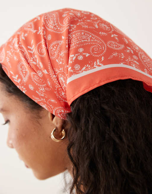 ASOS DESIGN square scarf in red paisley print, 2 of 3