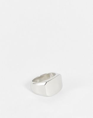 ASOS DESIGN square signet ring in silver tone