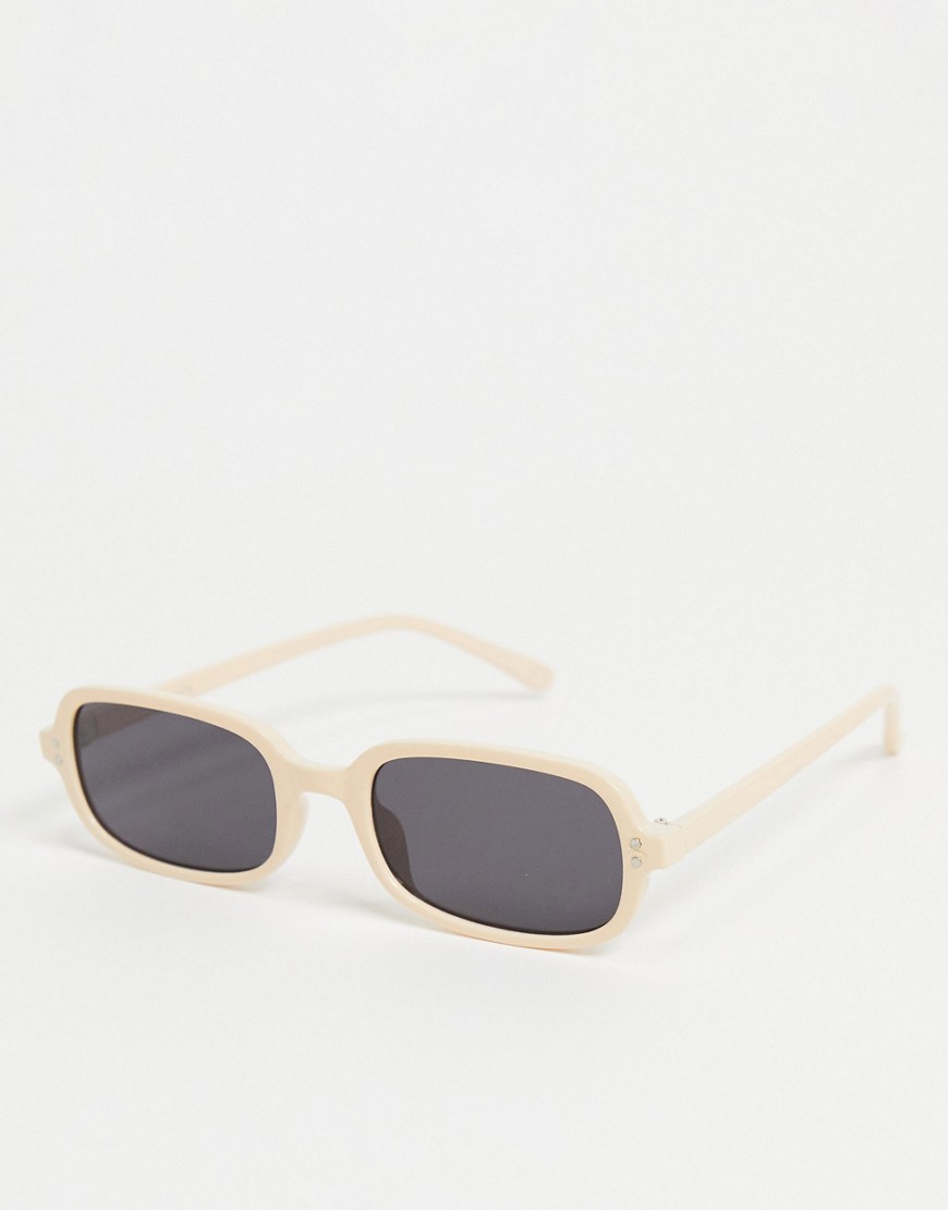 ASOS DESIGN square sunglasses in beige with solid black lens-Brown